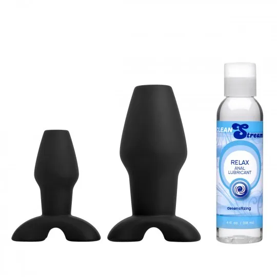 XR Brand Male Sex Toys Hollow Anal Plug Trainer Set with Desensitizing Lube XR Brand Male Sex Toys Hollow Anal Plug Trainer Set with Desensitizing Lube