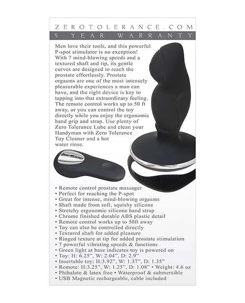 Zero Tolerance Anal Zero Tolerance Handyman Black